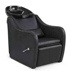 Backwash Shampoo Station Chair with Legrest UPC Ceramic Shampoo Bowl and Chair Set for Home Salon Barber Shop