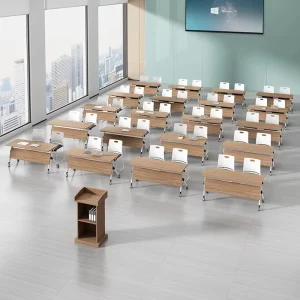 Bamboo Bar Folding Conference Table 6 Seater Metal Legs Simple Modern Combinable Mobile Splicing Training Educational
