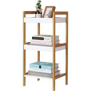 Bamboo Desk Storage Shelf Bookcase with Drawers for Home and Office Desktop Bookshelf