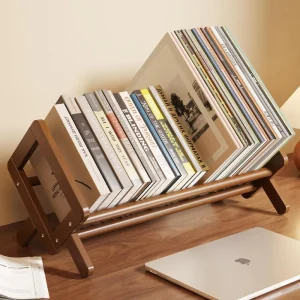 Bamboo Desktop Bookshelf Retro Brown Book Rack Shelf Organizer Stable Bookshelves Storage Tabletop Magazine Holder