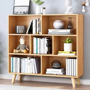 Bamboo Floor standing Modern Bookcases and Multi layer Storage Cabinets for Living Room and Study