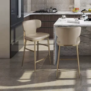 Bamboo High Stool Bar Chair Island Counter Modern Minimalist Light Luxury Home Designer Model Backrest Modern and Simple 7108
