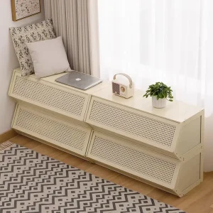 Bamboo Home Storage Cabinet Multi-Layer with Door Simple Modern Design for Floor Storage of Books & Magazines
