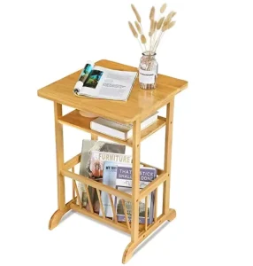 Bamboo Multi-Tier Storage Rack with Magazine & Bookshelf for Home Organization