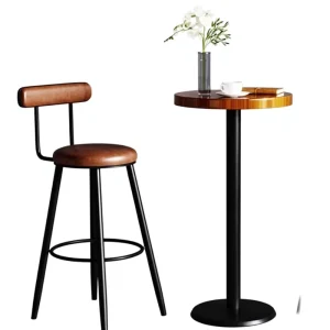 Bamboo Nordic Commercial Bar Stool with Backrest Modern Minimalist Design for Home Coffee Shop & Bar Use High Bar Chair