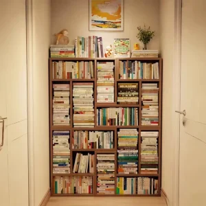 Bamboo Wood Grid Bookcase Free Standing Floor Bookshelf Modular Storage Cabinet Organizer for Living Room Home Office Custom OEM
