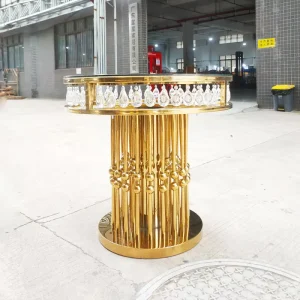 Banquet Gold Stainless Steel Circular Hotel Wedding Party Decoration Cake Table