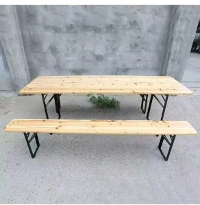 Banquet Party Rental Hotel Bistro Fir Pine Restaurant Pine Wood Wooden School Beer Bench Table Set Sets