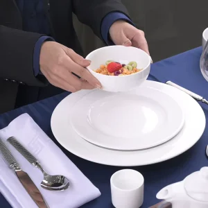 Banquet-grade Royal White Porcelain Ceramic Tableware Catering Hotel Dinner Plate China Dinnerware Plates Sets