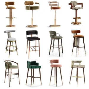 Bar Cafe Lounge Bar Counter Luxury High End Stainless Steel Metal Bar Stool High Bar Chair