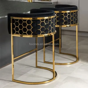Bar Chair Stainless Steel Frame with Leather Seat Gold Feet Dining Chair for Restaurant Cafe and Bar