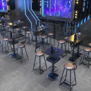 Bar Counter High Top Tables Chairs Minimalist Modern Iron Frame Table Chair Stool Set Bar Furniture Hotel Commercial Cafes Pubs