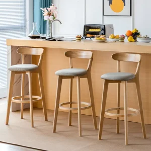 Bar Counter Stool Ash Solid Wood Modern Stool Kitchen Leather Round Dining Chairs Bar Furniture Taburetes De bar