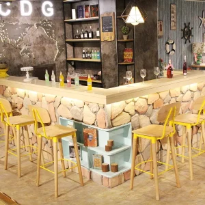 Bar Furniture 75cm Height Wooden Seat Metal Frame Italian Design Commercial Industrial Vintage Modern High Bar Stools