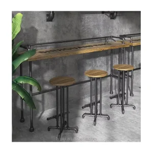 Bar Furniture Bar Table With Barstool Solid Wood Table Top With Water Pipe Leg custom Size
