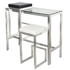 Bar Furniture Set Glass Top Stainless Steel Bar Dining Room High Bar Table Set Table and Chairs