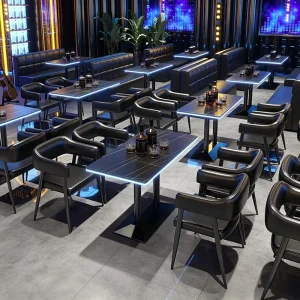 Bar KTV Solid Wood Sofa Furniture Combination Nightclub Tavern Booth Table and Chair Set Modern Design Durable Commercial
