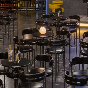 Bar Music Restaurant Cafe Theme Metal Dining Table Dining Chair Combination High Bar Table and Chairs
