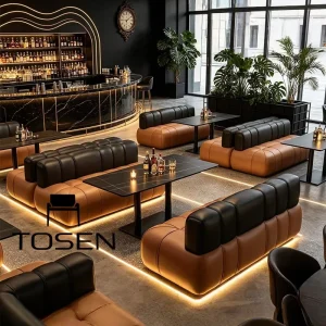 Bar Sofa Deck Commercial Customization Whiskey Bar Tavern Western Cuisine Coffee Shop Double Seating Table and Chair Combination