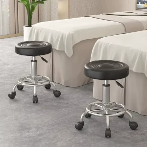Bar Stool Barber Shop Chair Swivel Height Adjustable with 5 Star Base and Casters Minimalist Modern Design