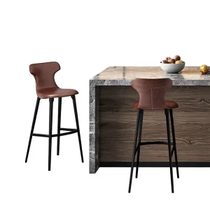 Bar Stool High Chair Bar Chair Light Luxury Metal Frame Non Rotatable Non Adjustable Height Home Use Nordic Modern Minimalist