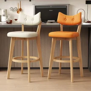 Bar Stool Home Use High Stool Solid Wood Backrest Chair Commercial Cashier Bar Chair Light Luxury High end Bar Stool