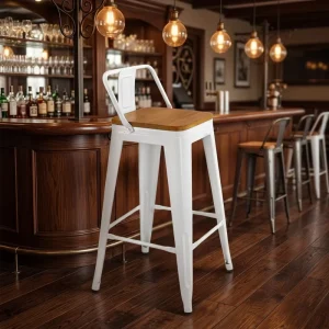 Bar Stool Industrial Iron Bar Stool Wood Seat Metal High Chair for Restaurant Item No XTY 610