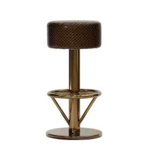 Bar Stool Leather Bronze Color Stainless Steel Bar Stool Modern