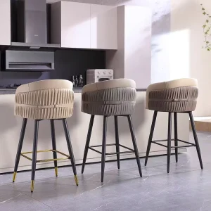 Bar Stool Modern Bar Chairs for Kitchen Luxury Leather Metal Cafe Counter Metal High Bar Chair