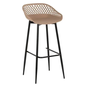 Bar Stool Plastic Hollow Back Metal Frame Counter Height Chair for Patio Balcony Lounge