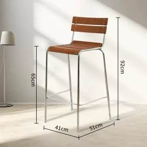 Bar Stool Solid Wood Chair Backrest Stainless Steel American Retro Milk Tea Home Coffee Shop Chair