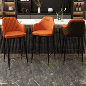 Bar Stools Leather Top Iron Bar Chair Color Stools Creative Coffee Chair Gold Modern High Bar Stools