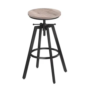 Bar Stools Round Bar Chairs with Sturdy Metal Frame Height Adjustable Kitchen Breakfast Stools for Bar Dining Room Greige