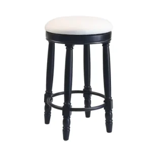 Bar Stools Set of 2 26″ Counter Height 360° Swivel Wooden Barstool with Fabric Upholstered Seat Stylish Accent