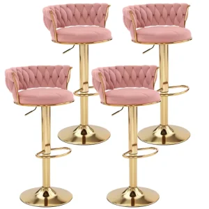 Bar Stools Set of 2 Adjustable Barstools Counter Height Stools Velvet Woven Kitchen Island Stools for Pubs Dining Room