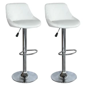 Bar Stools White Pu Leather Swivel Adjustable Height Bar Chair Barstools for Kitchen Hotel Restaurant