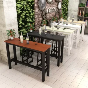 Bar Table & High Chair Set Practical Leisure Furniture Ideal for Kitchen Living Room and Balcony Wall Placement