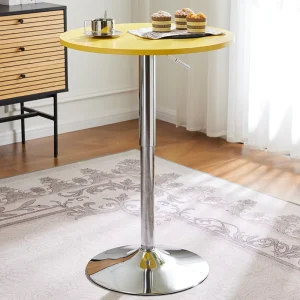 Bar Table MDF Casual Home Use Minimalist Coffee Table Small Balcony Height Adjustable Rotating High Table for Bars Exhibitions