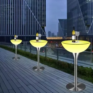 Bar Table With Led Light Bar Height Table Modern Pub Table for Home Kitchen Restaurant Commercial Use