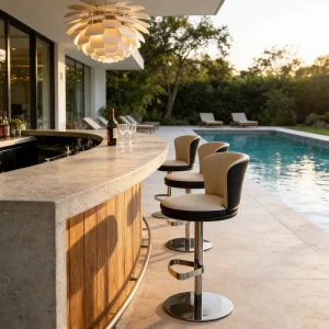 Bar Table and Chair Set Modern High end Luxurious Leather Chair Customizable Furniture