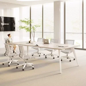 Bar shaped Conference Table Long Training Table with Chair Set Bench Modern Minimalist Bamboo Mobile Height Adjustable