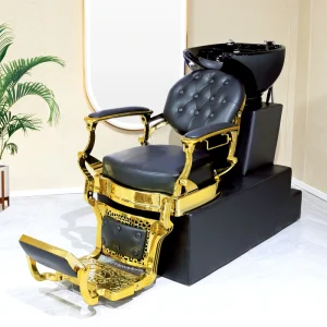 Barber Backwash Hair Salon Chair with Shampoo Bowl Sink Synthetic Leather Shampoo Chair for Beauty Salons and Barbers