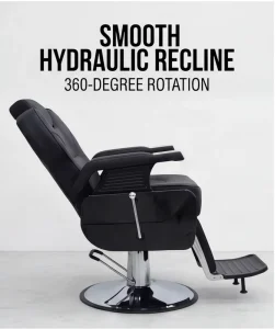 Barber Chair Hydraulic Reclining Salon Furniture Black Leather Hairdressing Chair for Men Grooming