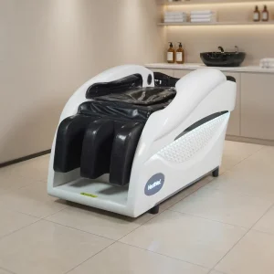 Barber Salon Furniture Head Therapy Spa Lay Shampoo Chair Luxury Modern White Plastic Ceramic Waterproof Adjustable Footrest