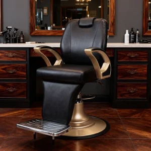 Barber Shop Chair Aluminum Alloy Rotating Tilting Minimalist Design Salon Barber Chair PU Leather Seat Heavy Duty Hydraulic