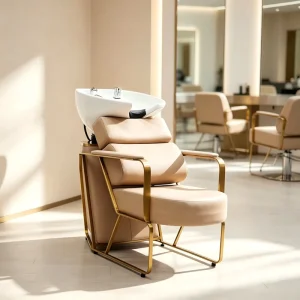 Barber Shop Comfortable Backwash Shampoo Chair Hair Washing Station with Ceramic Sink Basin