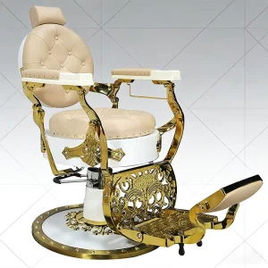 Barber Shop Furniture Man’s Golden Barber Chair Hair Salon Antique Reclining Vintage Professional Hydraulic Pump