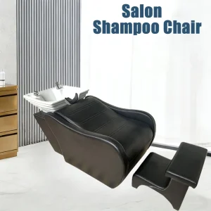 Barber Shop Semi Reclining Hair Washing Bed Professional Salon Shampoo Unit Stylish Minimalist Quick Shampoo Bed