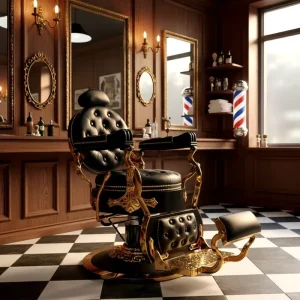 Barbershop Barber Furniture Vintage Black and Gold Barber Chair for Men