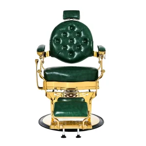 Barbershop Equipment Luxury Antique Barber Chair Gold Frame PU Leather Barber Chair for Hair Salon Shop